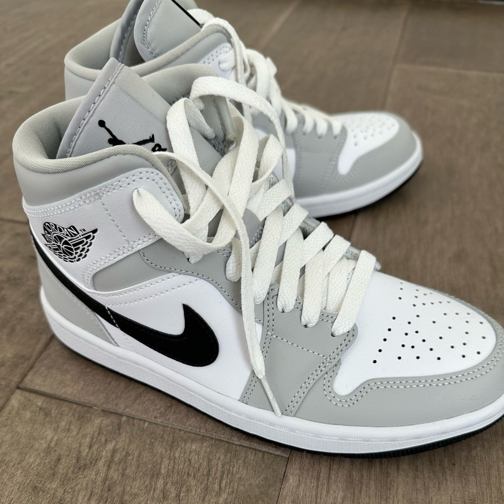 Jordan 1 Gray and White High-Top Sneakers